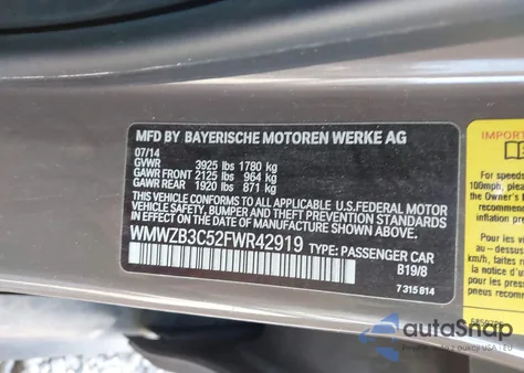 2015 Mini Countryman Cooper z USA, uszkodzony, nr VIN WMWZB3C52FWR42919